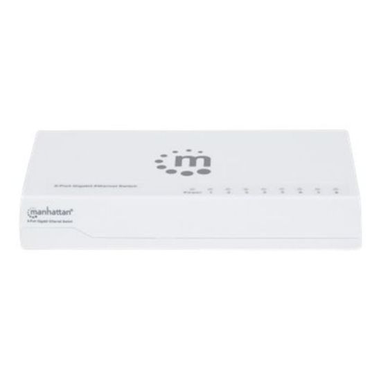 Picture of Manhattan 8-Port Gigabit Ethernet Switch, Desktop Size, Plastic, IEEE 802.3az (Energy Efficient Ethernet), Three Year Warranty, Box - Switch - 8 x 10/100/1000 - desktop