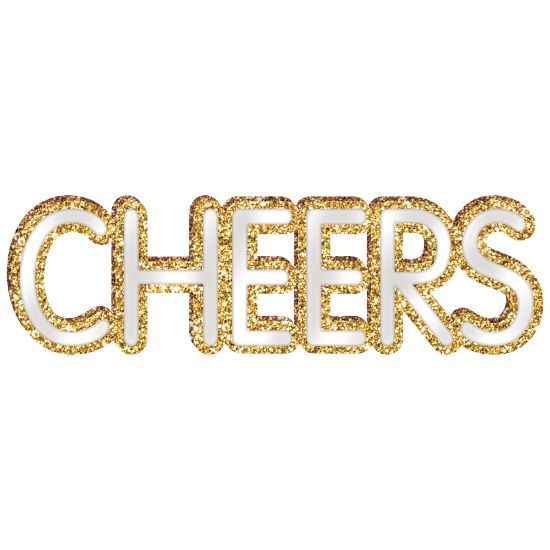 Picture of Amscan New Years Cheers Standing Mirror MDF Sign, 4-1/2in x 15-1/2inW x 2inD, Gold