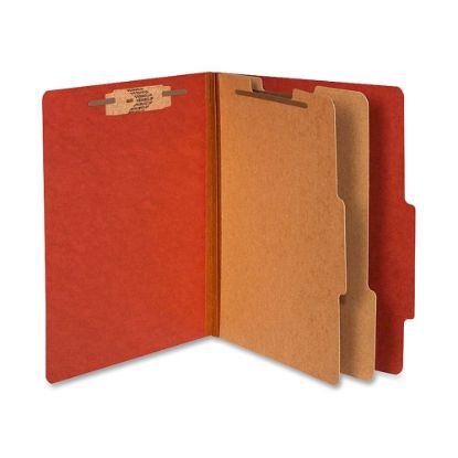 Picture of ACCO Durable Pressboard Classification Folders, Letter Size, 3in Expansion, 2 Partitions, 60% Recycled, Earth Red, Box Of 10