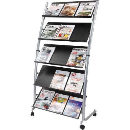 Picture of Alba Large Mobile Literature Display - 350 x Sheet - 5 Compartment(s) - Compartment Size 12.99in x 28.35in - 65.4in Height x 32.3in Width x 20.1in DepthFloor - Built-in Wheels - Metal, ABS Plastic - 1 Each