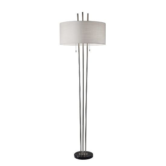 Picture of Adesso Anderson Floor Lamp, 71inH, White Linen Shade/Black Base