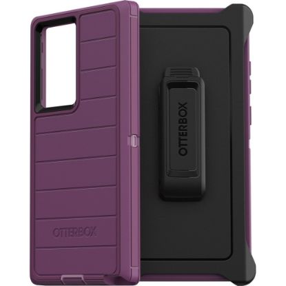 Picture of OtterBox Defender Series Pro Rugged Carrying Case (Holster) Samsung Galaxy S22 Ultra Smartphone - Happy Purple - Dust Resistant Port, Lint Resistant Port, Dirt Resistant Port, Bacterial Resistant, Scrape Resistant, Drop Resistant - Plastic Body