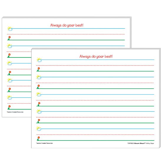 Picture of Teacher Created Resources Smart Start K-1 Writing Paper, 8-1/2in x 11in, Primary Rule, White, 100 Sheets Per Pack, Set Of 2 Packs