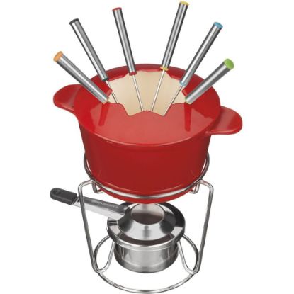 Picture of Cuisinart 13-Piece Cast Iron Fondue Cookware Set, Red