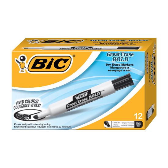 Picture of BIC Dry Erase Bold Marker, Black Ink, Pack of 12