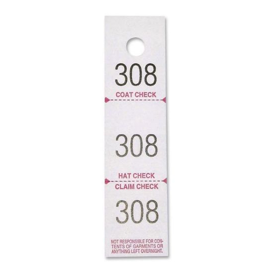 Picture of Sparco 3-Part Coat Check Tickets - 500 / Pack - White