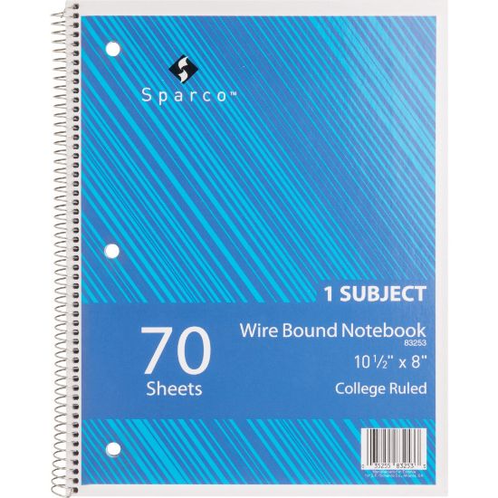 Picture of Sparco Wirebound Notebook, 8in x 10-1/2in, College Rule, 70 Sheets, Assorted