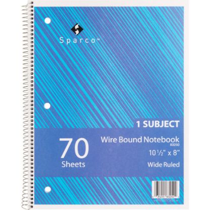 Picture of Sparco Wirebound Notebook, 8in x 10-1/2in, Wide Rule, Assorted