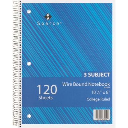 Picture of Sparco Quality Wire-Bound College Ruled Notebook, 8in x 10 1/2in, 120 Sheets, Assorted Colors