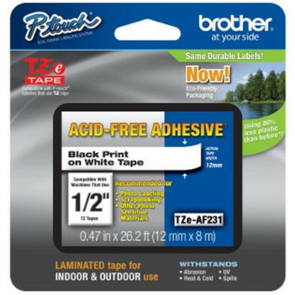 Picture of Brother TZ-AF231 Black-On-White Tape, 0.5in x 26.2ft