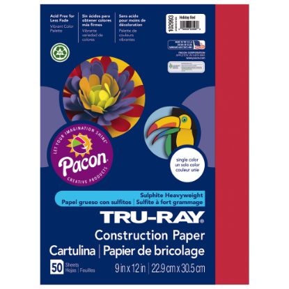 Picture of Tru-Ray Construction Paper, 50% Recycled, 9in x 12in, Holiday Red, Pack Of 50