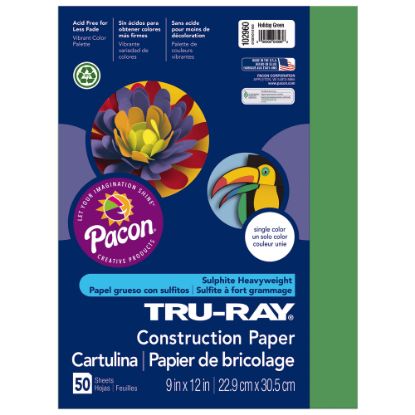 Picture of Tru-Ray Construction Paper, 50% Recycled, 9in x 12in, Holiday Green, Pack Of 50