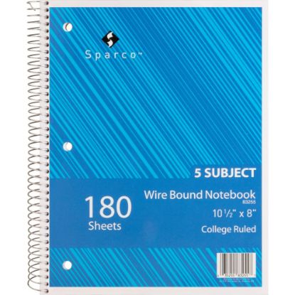 Picture of Sparco Wirebound Notebook, 8in x 10 1/2in, College Ruled, 180 Sheets, Assorted Colors