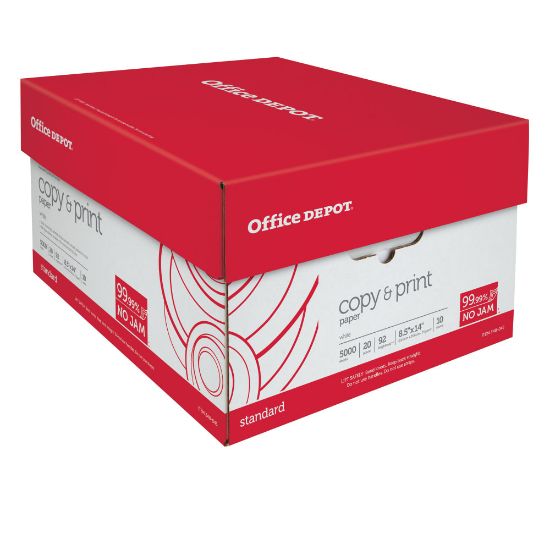 Picture of Office Depot Multi-Use Printer & Copy Paper, 10 Reams, White, Legal (8.5in x 14in), 5000 Sheets Per Case, 20 Lb, 92 Brightness