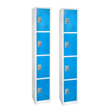 Picture of Alpine AdirOffice 4-Tier Steel Lockers, 72inH x 12inW x 12inD, Blue, Pack Of 2 Lockers