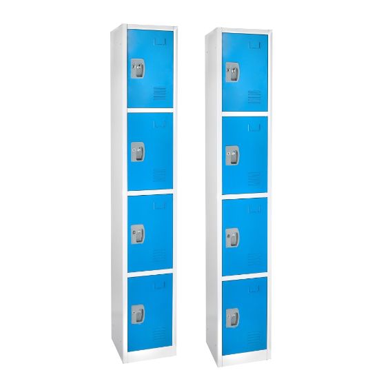 Picture of Alpine AdirOffice 4-Tier Steel Lockers, 72inH x 12inW x 12inD, Blue, Pack Of 2 Lockers