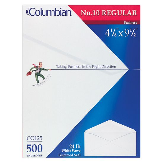 Picture of Columbian #10 Business Envelopes, Gummed Seal, White, Box Of 500