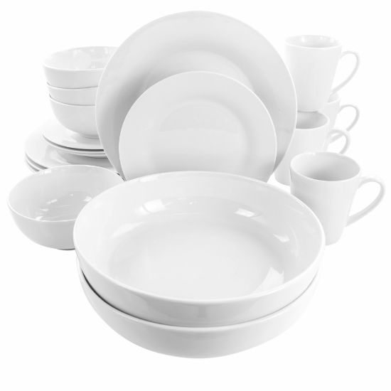 Picture of Elama Carey 18-Piece Round Porcelain Dinnerware Set, White