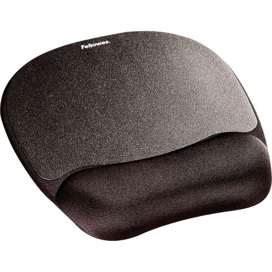 Picture of Fellowes Memory Foam Mouse Pad/Wrist Rest- Black - 1in x 7.94in x 9.25in Dimension - Black - Memory Foam - Wear Resistant, Tear Resistant, Skid Proof - 1 Pack