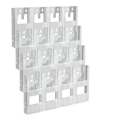 Picture of Azar Displays Wall-Mount Brochure Holder, Trifold, 16 Pockets, 18inW x 21-1/4inH, Clear