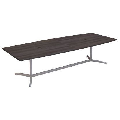 Picture of Bush Business Furniture 120inW x 48inD Boat Shaped Conference Table with Metal Base, Storm Gray, Standard Delivery