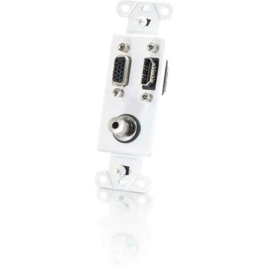 Picture of C2G HDMI, VGA and 3.5mm Audio Pass Through Wall Plate - White - White - 1 x HDMI Port(s) - 1 x Mini-phone Port(s) - 1 x VGA Port(s)