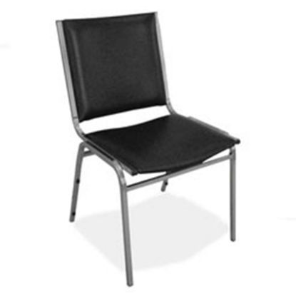 Picture of Lorell Padded Vinyl Seat, Vinyl Back Stacking Chair 16 1/5in Seat Width, Black Seat/Chrome Frame, Quantity: 4