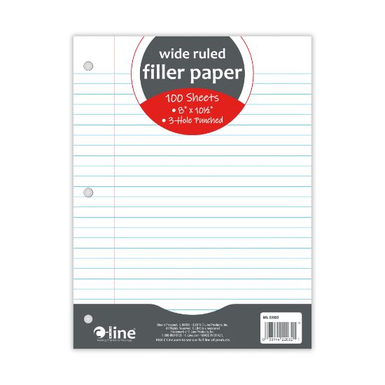 Picture of C-Line Filler Paper, 8in x 10-1/2in, Wide Rule, 100 Sheets Per Pack, White, Case Of 36 Packs