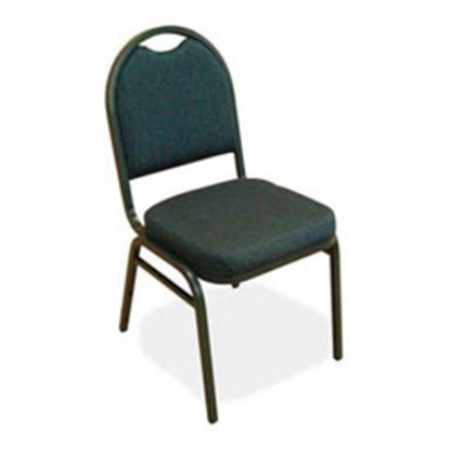 Picture of Lorell Banquet Padded Fabric Seat, Fabric Back Stacking Chair 16 15/16in Seat Width, Blueberry Seat/Charcoal Frame, Quantity: 4