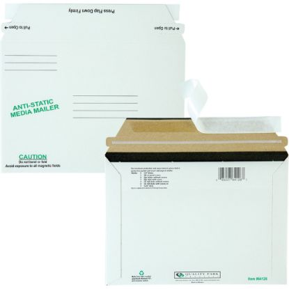 Picture of Quality Park Economy Disk/CD Mailers - CD/DVD - 6in Width x 8 5/8in Length - Self-sealing - Fiberboard - 25 / Box - White