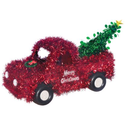 Picture of Amscan Christmas 3D Truck With Christmas Tree Tinsel Decoration, 5inH x 12inW x 5inD, Red