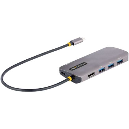 Picture of StarTech.com USB C Multiport Adapter, 4K 60Hz HDMI HDR10 Video, 3 Port 5Gbps USB 3.2 Hub, 100W PD PassThrough, GbE, Mini Travel Dock