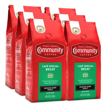 Picture of Community Coffee Arabica Ground Coffee, Cafe Special Decaf, 12 Oz Per Bag, Carton Of 6 Bags