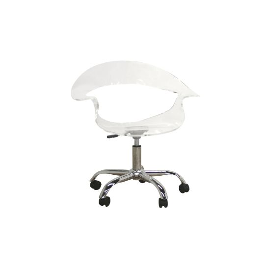 Picture of Baxton Studio Liv Swiveling Mid-Back Chair, Clear/Chrome