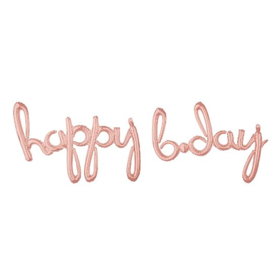 Picture of Amscan "Happy B-Day" Cursive Balloon Banner, 76in x 27in, Rose Gold