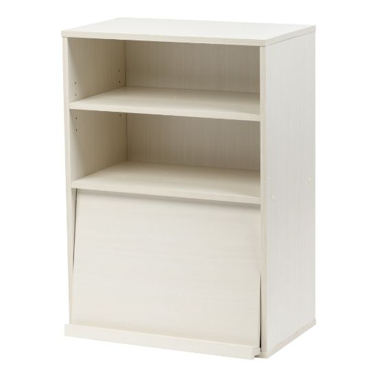 Picture of IRIS 33inH Open Wood-Shelf With Pocket Door, Off White