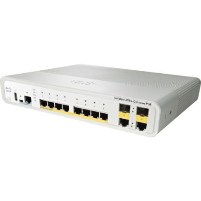 Picture of Cisco Catalyst 3560CG-8PC-S Layer 3 Switch - 8 Ports - Manageable - Gigabit Ethernet - 10/100/1000Base-T - Refurbished - 3 Layer Supported - 2 SFP Slots - Twisted Pair - PoE Ports - Desktop, Rack-mountable - Lifetime Limited Warranty