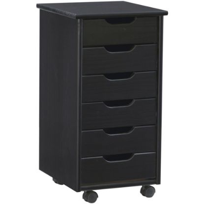 Picture of Linon Casimer 6-Drawer Rolling Home Office Storage Cart, Black