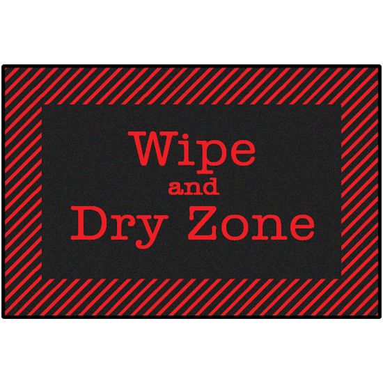 Picture of Carpets for Kids KID$Value Rugs Red & Black Wipe & Dry Sanitize Here Rug, 3ft x 4 1/2ft , Black