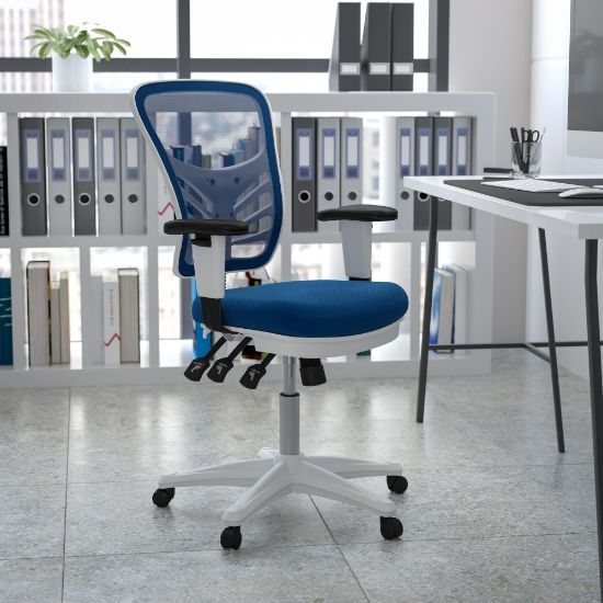 Picture of Flash Furniture Ergonomic Mesh Mid-Back Executive Office Chair, Blue/White