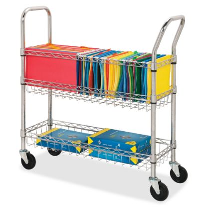 Picture of Lorell Mobile Wire Mail Cart, Chrome