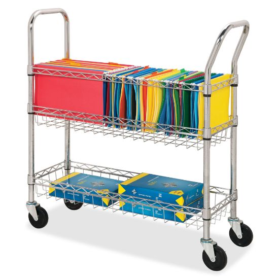 Picture of Lorell Mobile Wire Mail Cart, Chrome