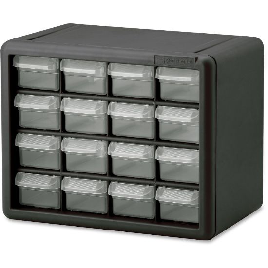 Picture of Akro-Mils 16-Drawer Plastic Storage Cabinet, 8.5in x 6.4in, Black/Clear