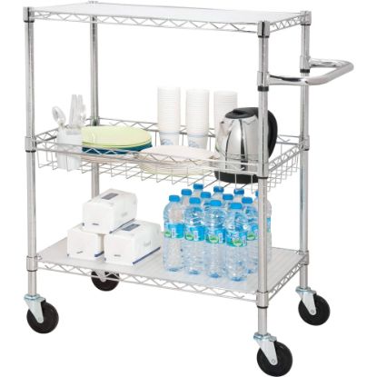 Picture of Lorell 3-Tier Steel Rolling Carts, 18inW x 30inD x 40inH, Chrome