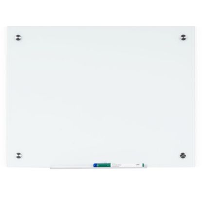 Picture of Bi-silque Magnetic Glass Dry Erase Board - 48in (4 ft) Width x 96in (8 ft) Height - White Glass Surface - Rectangle - Horizontal/Vertical - Magnetic - 1 Each