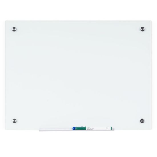 Picture of Bi-silque Magnetic Glass Dry Erase Board - 48in (4 ft) Width x 96in (8 ft) Height - White Glass Surface - Rectangle - Horizontal/Vertical - Magnetic - 1 Each