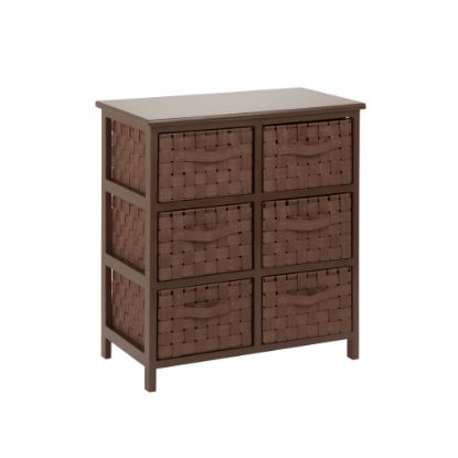 Picture of Honey-can-do TBL-03758 Woven Strap 6 Drawer Chest with Wooden Frame - 21.5in x 12in x 24in - 6 x Drawer(s) - Java Brown - Wood, Natural Wood, Fabric