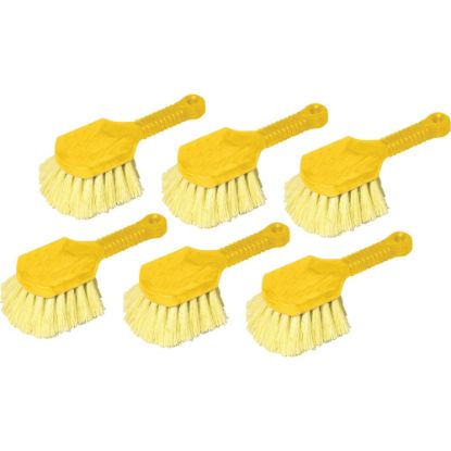 Picture of Rubbermaid Commercial Short Handle Utility Brushes, 8in, Yellow, Set Of 6 Brushes