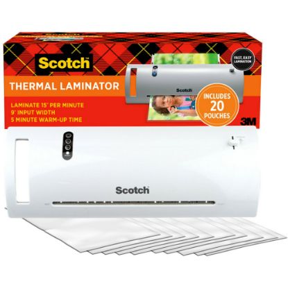 Picture of Scotch Thermal Laminator Combo Pack, 1 Thermal Laminator, 20 Laminating Sheets, Laminate Business cards, Banners and Essays, Ideal Office or Back to School Supplies