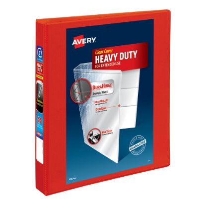 Picture of Avery Heavy-Duty View 3-Ring Binder With Locking One-Touch EZD Rings, 1in D-Rings, Red